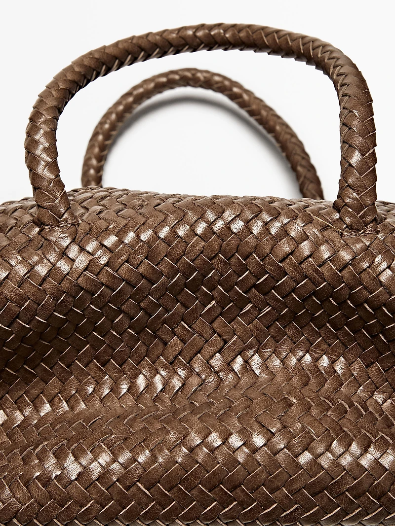 Small woven nappa leather satchel bag