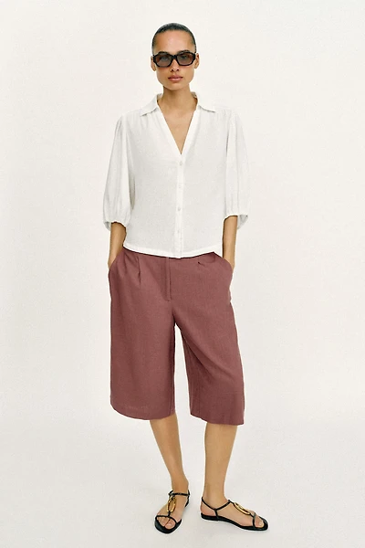 CHEMISE AVEC LIN À CARREAUX VICHY
