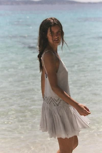 RUFFLED CHIFFON STUDDED DRESS