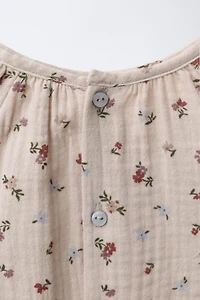 CHEMISE EN GAZE DE COTTON À FLEURS