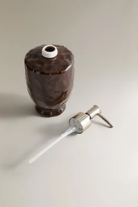 BROWN CERAMIC SOAP DISPENSER