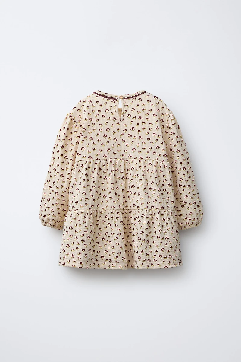 FLORAL TEXTURED PANEL DRESS