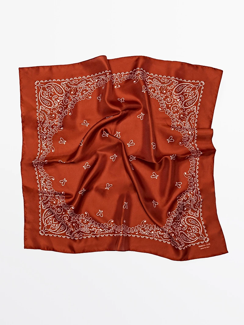 Paisley print 100% silk bandana