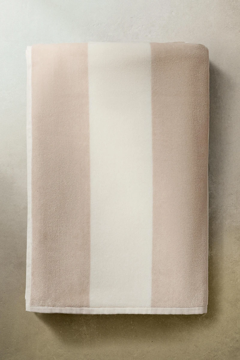 SERVIETTE DE PLAGE VELOURS RAYURES LARGES