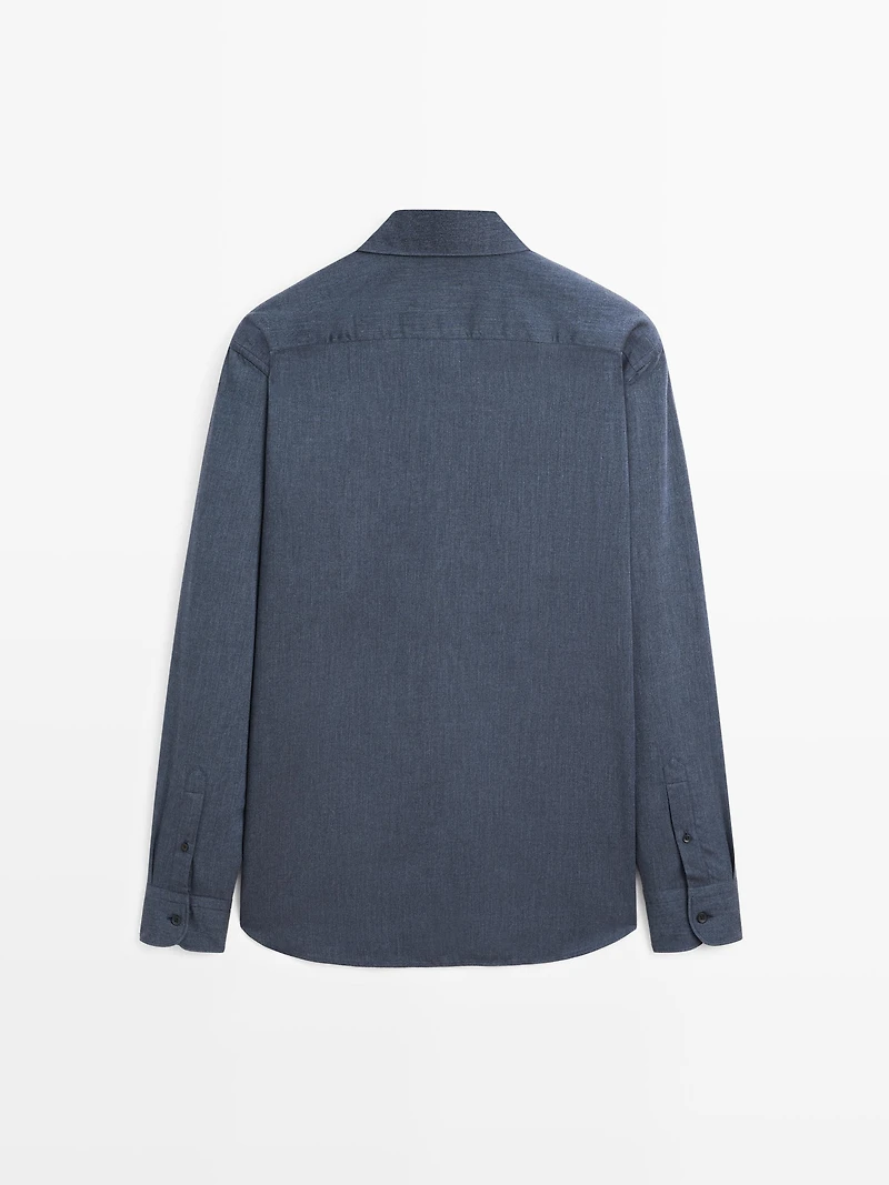 Chemise slim chinée en twill