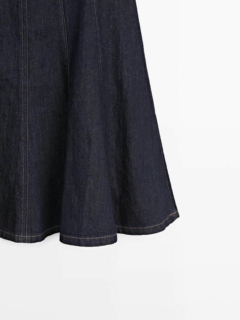 Jupe midi denim à godets