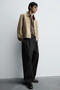 RELAXED FIT PLEATED PANTS