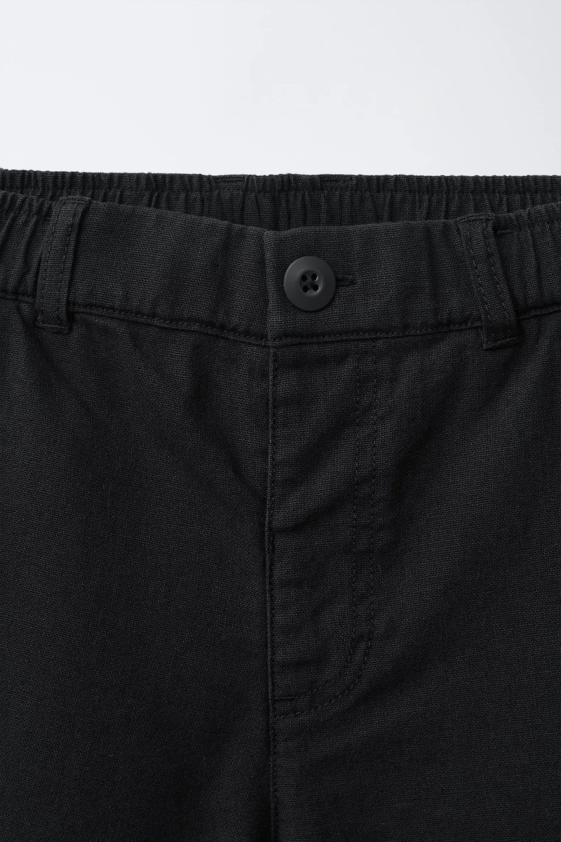 COTTON AND LINEN SHORTS