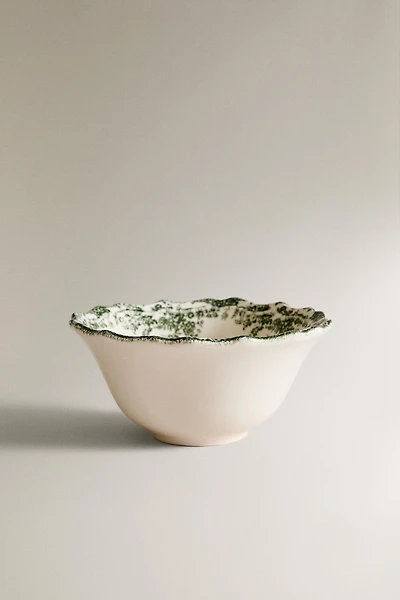 FLORAL EARTHENWARE SNACK BOWL