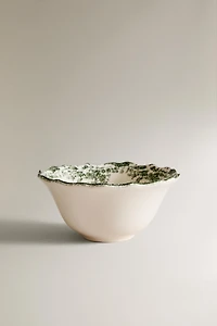 FLORAL EARTHENWARE SNACK BOWL