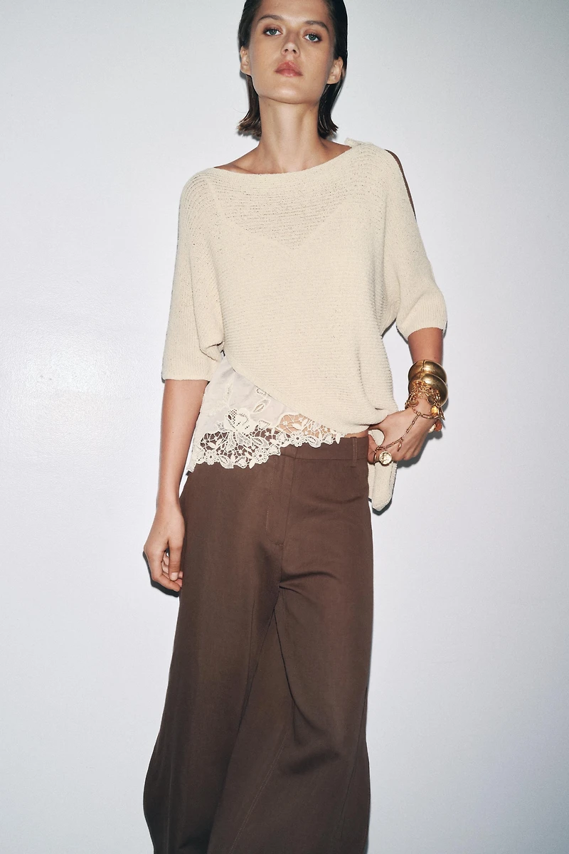 TOP ASYMÉTRIQUE EN MAILLE COMBINÉE