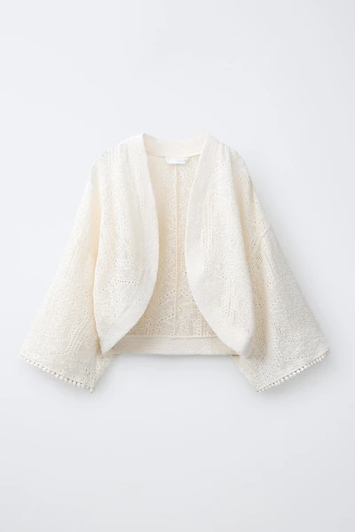 SHORT OPENWORK KNIT KAFTAN