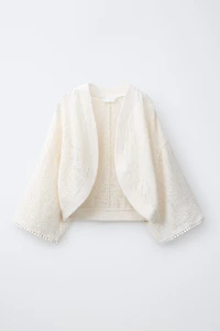 SHORT OPENWORK KNIT KAFTAN