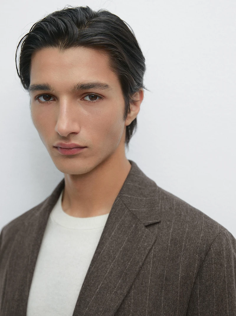 Striped wool blend suit blazer