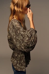 METALLIC THREAD PRINT BLOUSE
