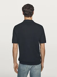 Polo en maille texturée à manches courtes