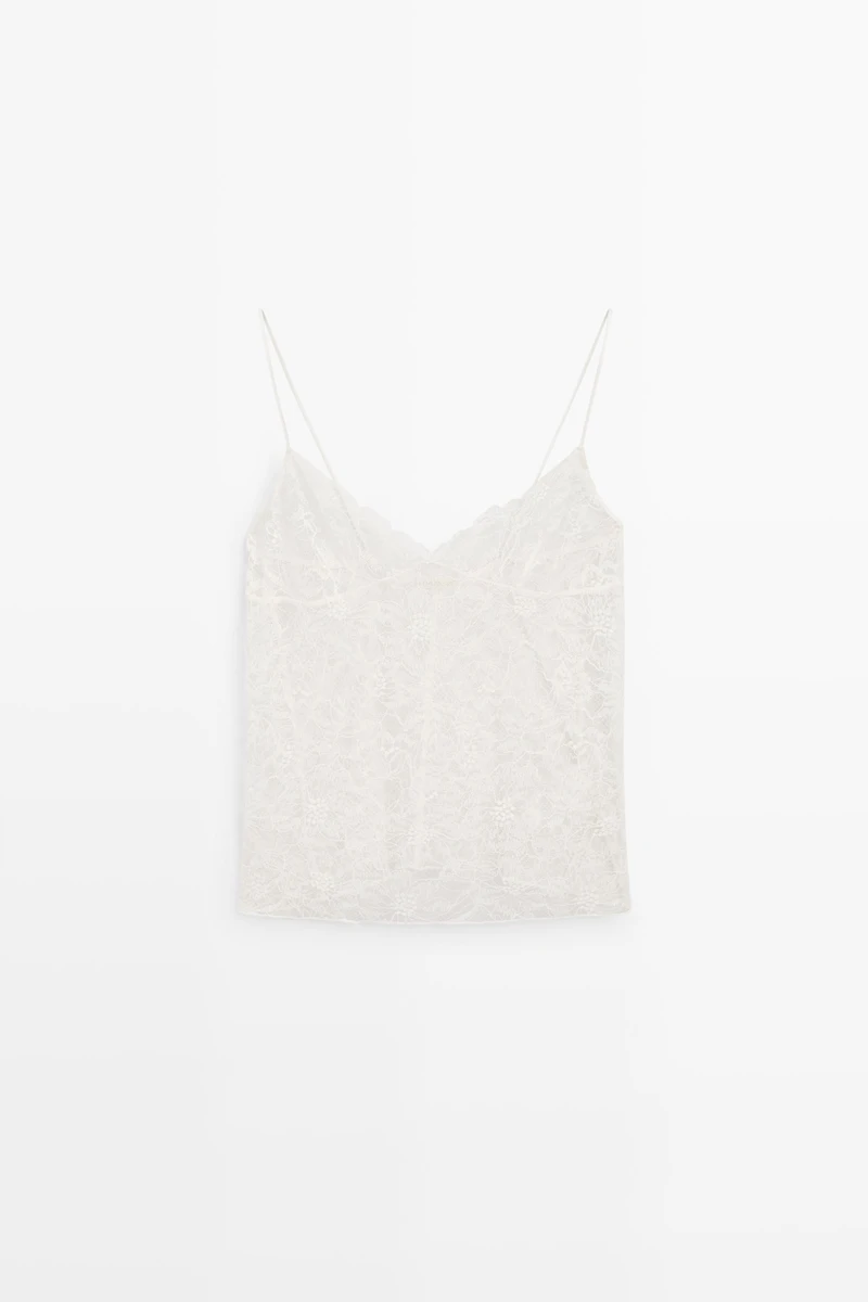 Strappy floral lace top