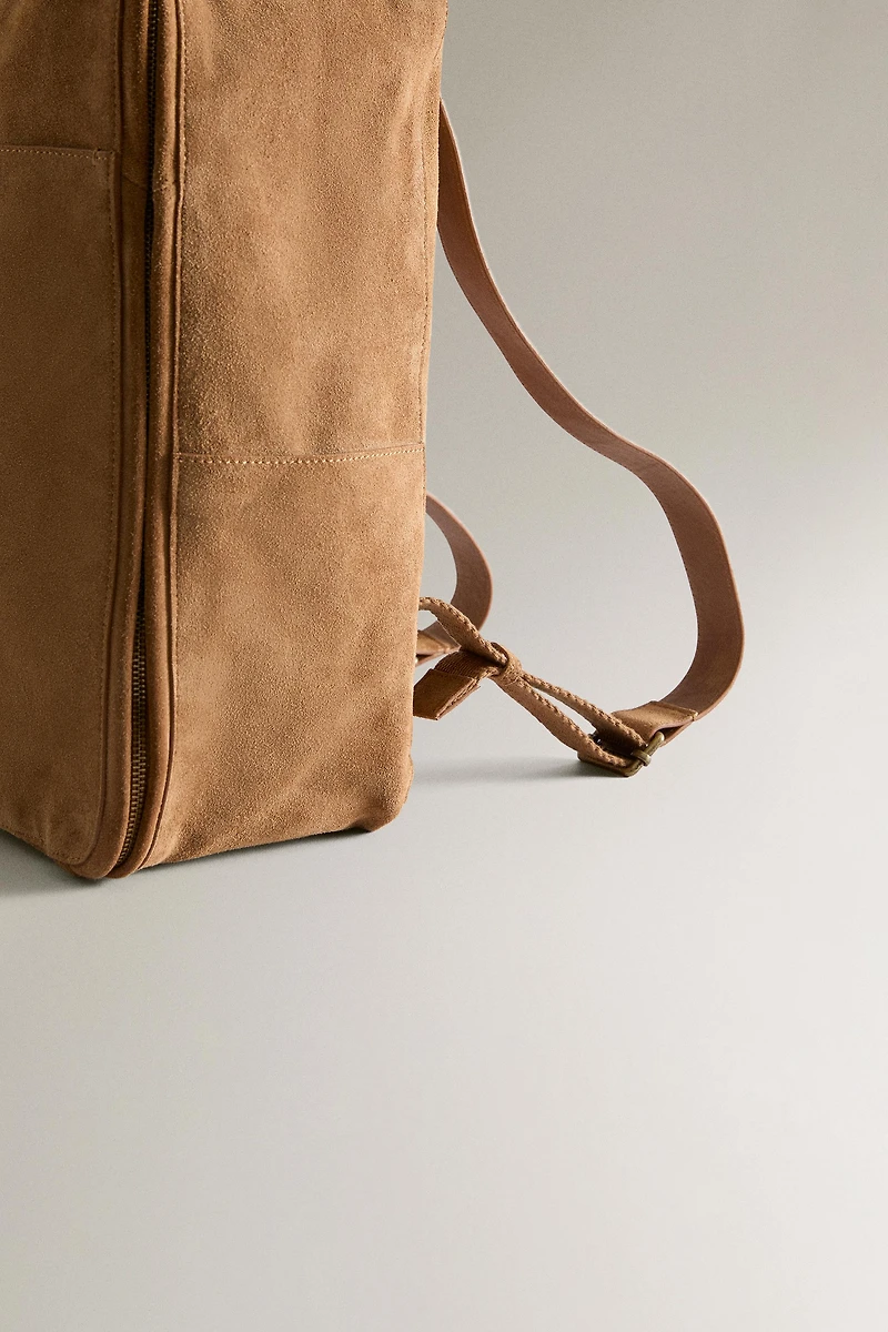 SPLIT SUEDE LEATHER BACKPACK