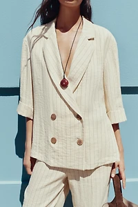 STRIPED DOUBLE BREASTED BLAZER