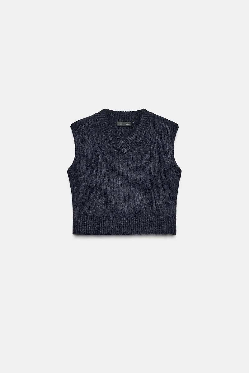WOOL AND ALPACA SHOULDER PAD VEST