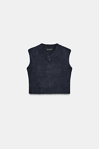 WOOL AND ALPACA SHOULDER PAD VEST