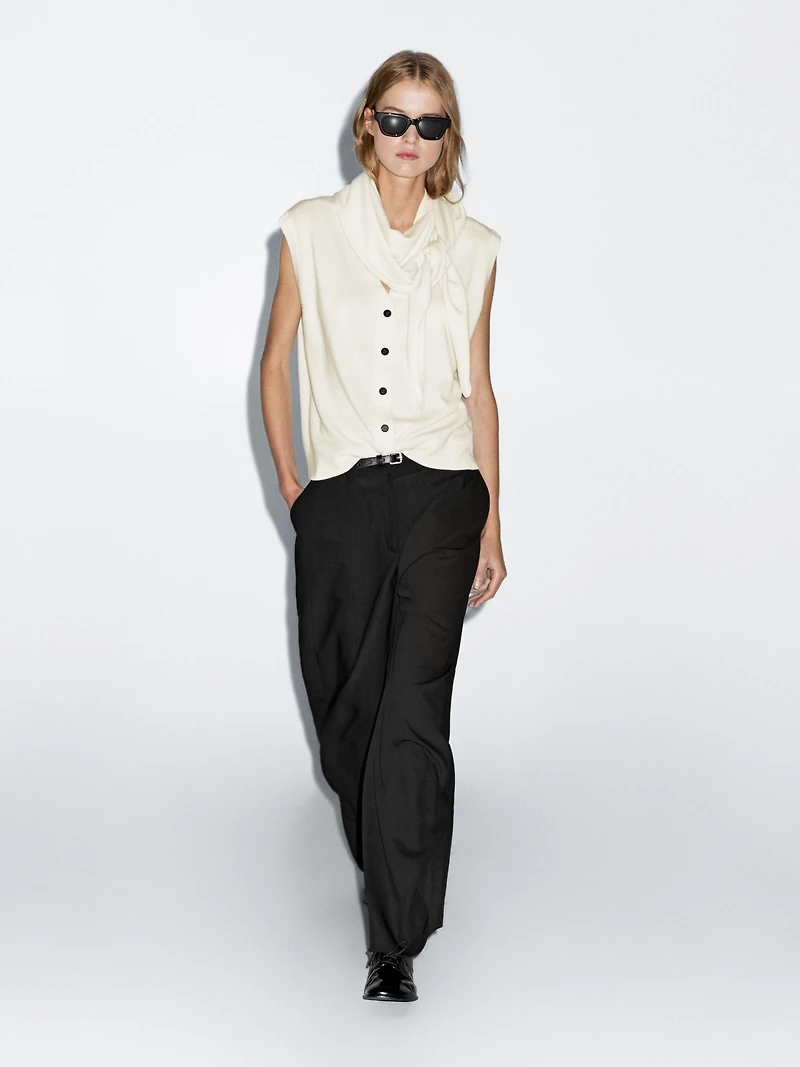 Veste sans manches écharpe 100 % laine