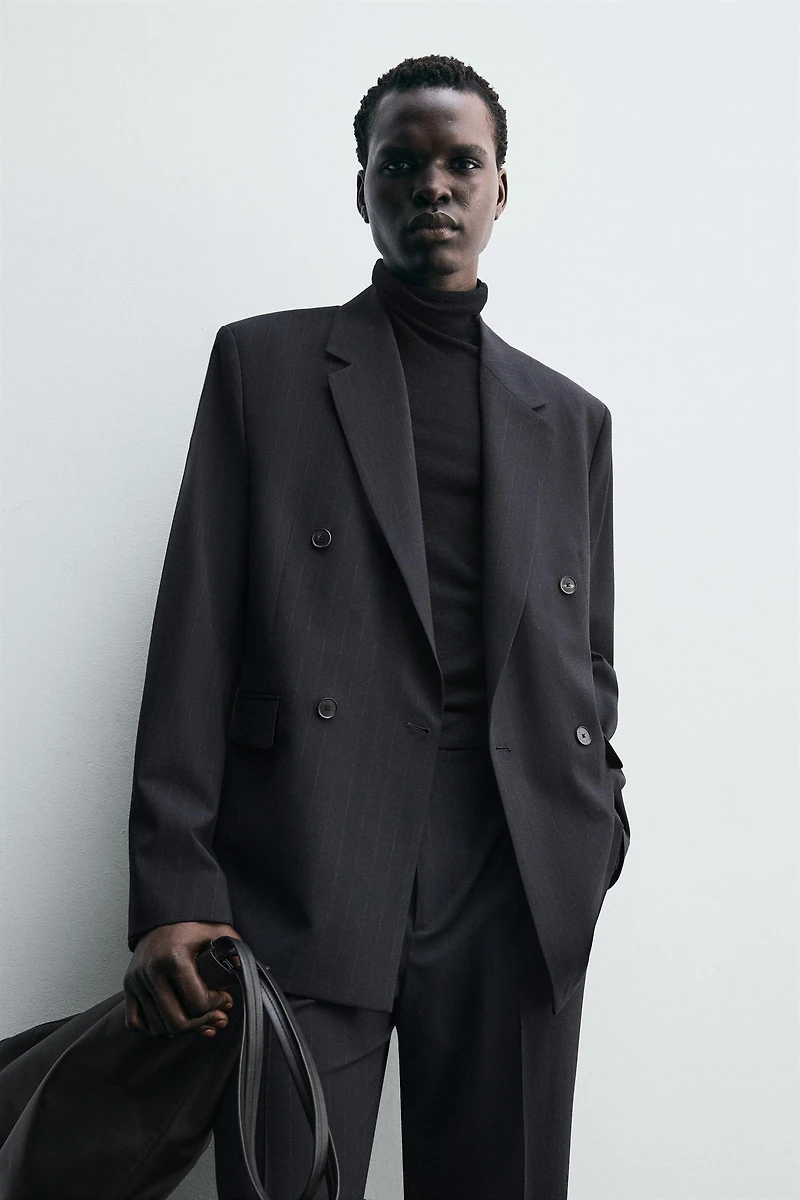 VESTE DE COSTUME À BOUTONNAGE CROISÉ ET RAYURES TENNIS