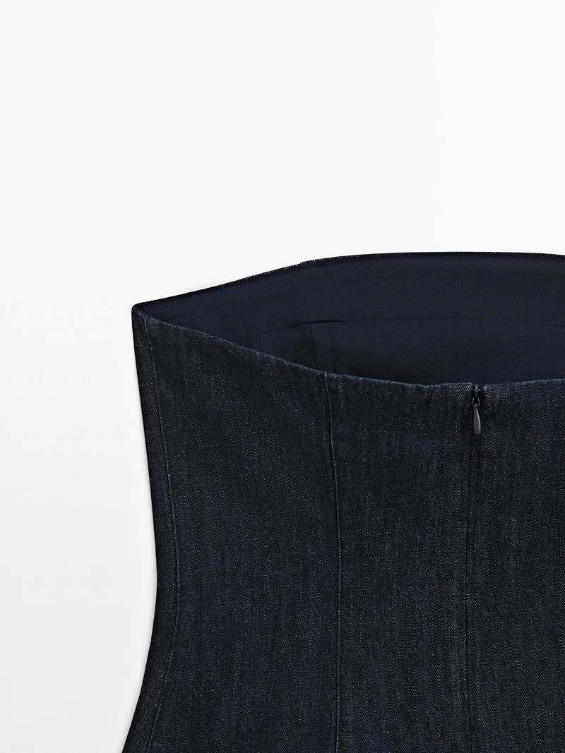 Strapless denim top