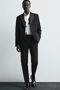 WOOL BLEND TUXEDO SUIT PANTS