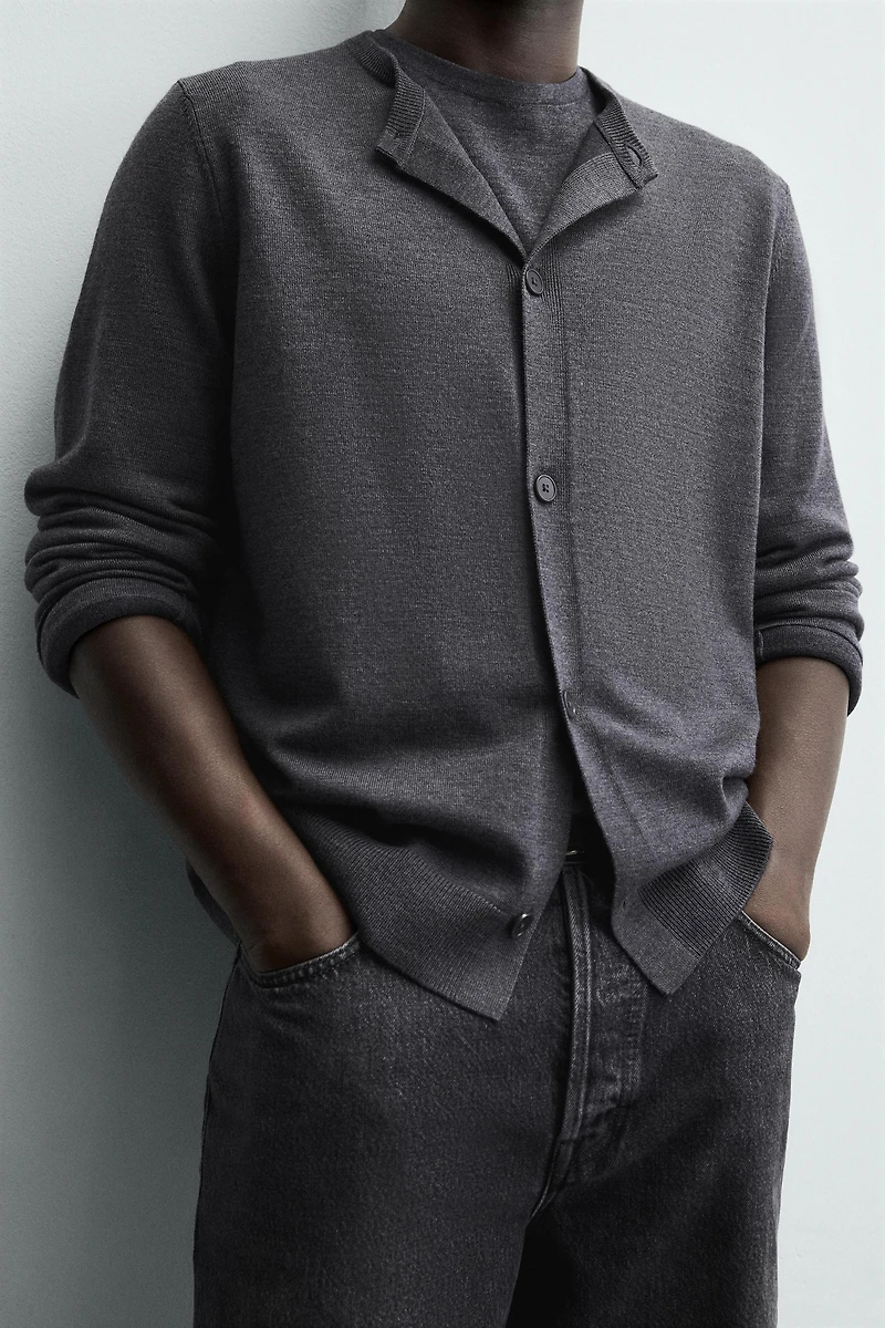 WOOL BLEND REGULAR FIT CARDIGAN