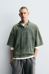 WASHED TEXTURED POLO