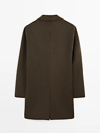 Long double wool blend coat