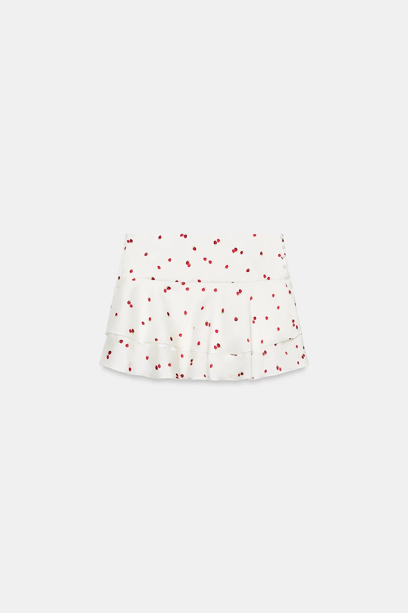 RUFFLED STRAWBERRY MINI SKIRT