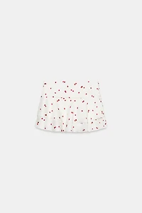 RUFFLED STRAWBERRY MINI SKIRT