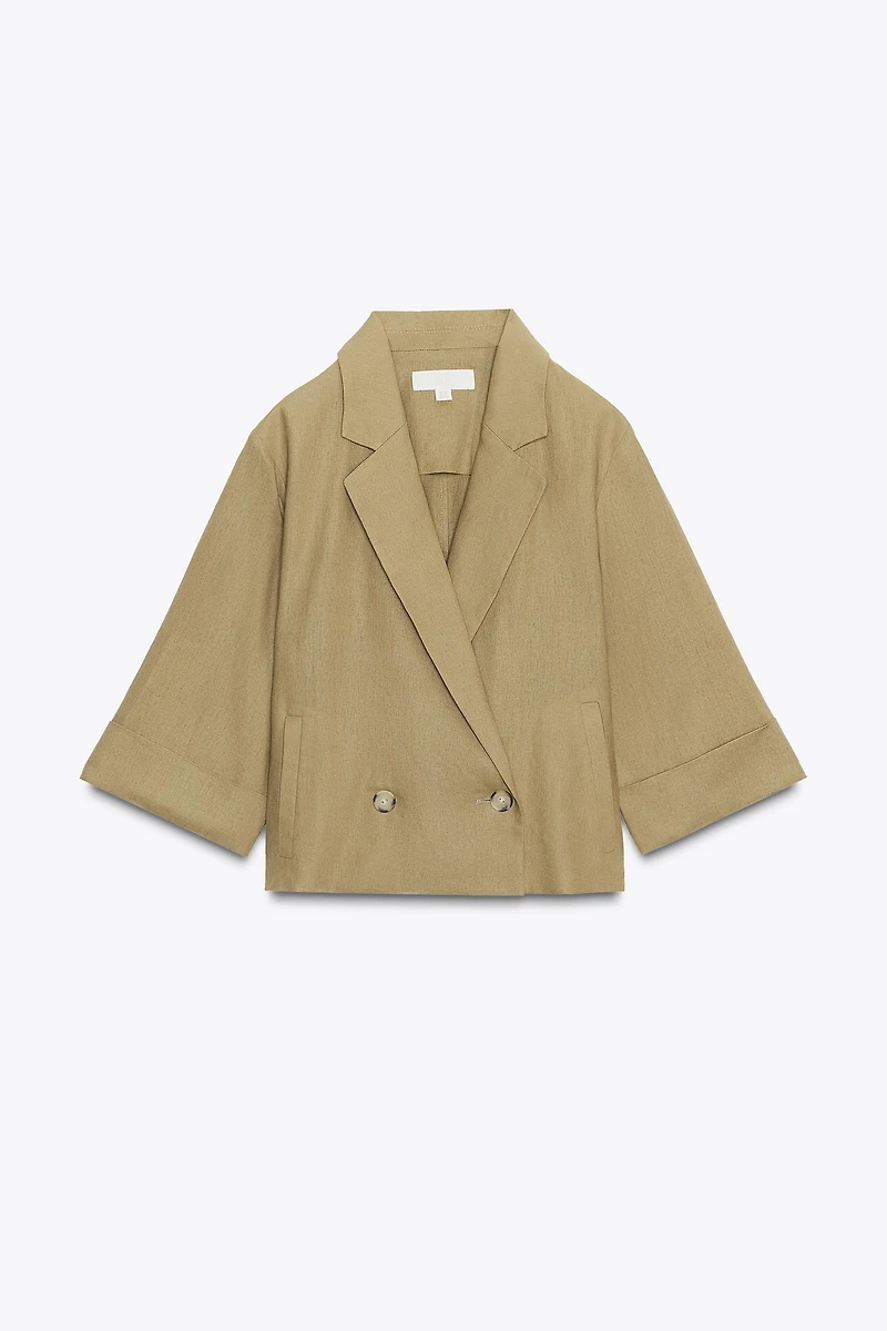 BLAZER COURTE CROISÉE AVEC LIN
