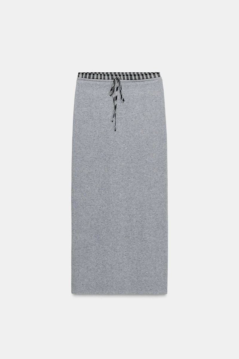 CONTRAST WAISTBAND MIDI SKIRT