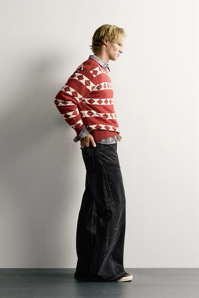 GEOMETRIC JACQUARD RELAXED FIT SWEATER