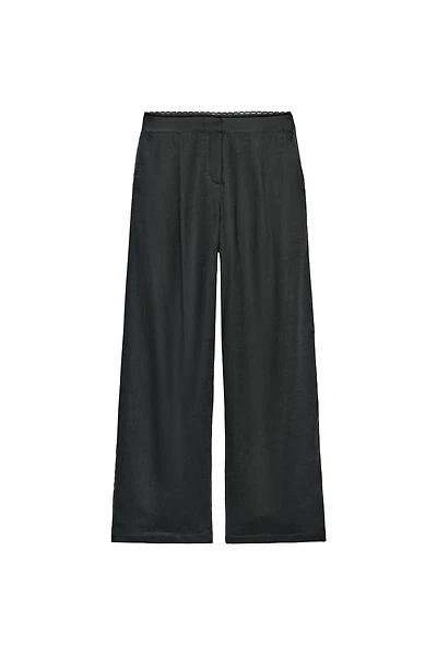 PANTALON DROIT EN LIN DENTELLE