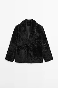 Sheepskin leather coat with lapel collar - STUDIO