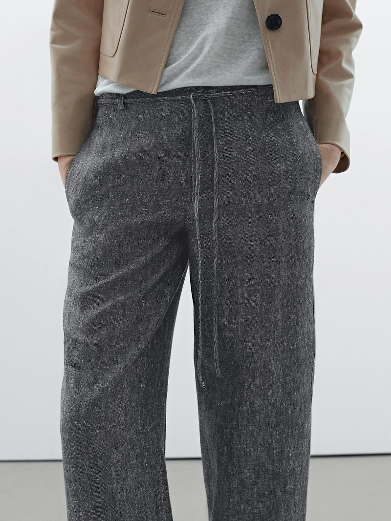 100% linen straight-leg jeans