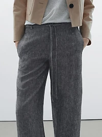 100% linen straight-leg jeans