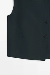 Linen asymmetric buttoned vest