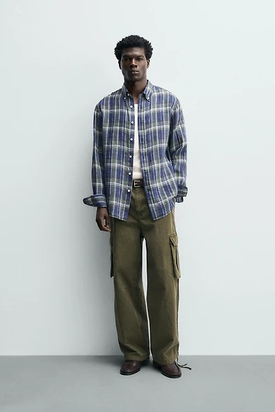 CHEMISE 100% LIN À CARREAUX