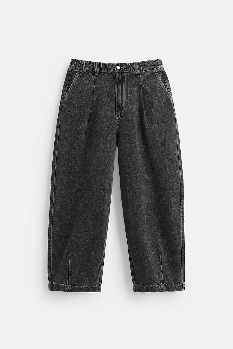 PLEATED WIDE FIT DENIM CHINO PANTS