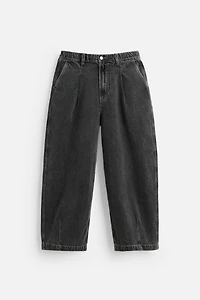 PLEATED WIDE FIT DENIM CHINO PANTS