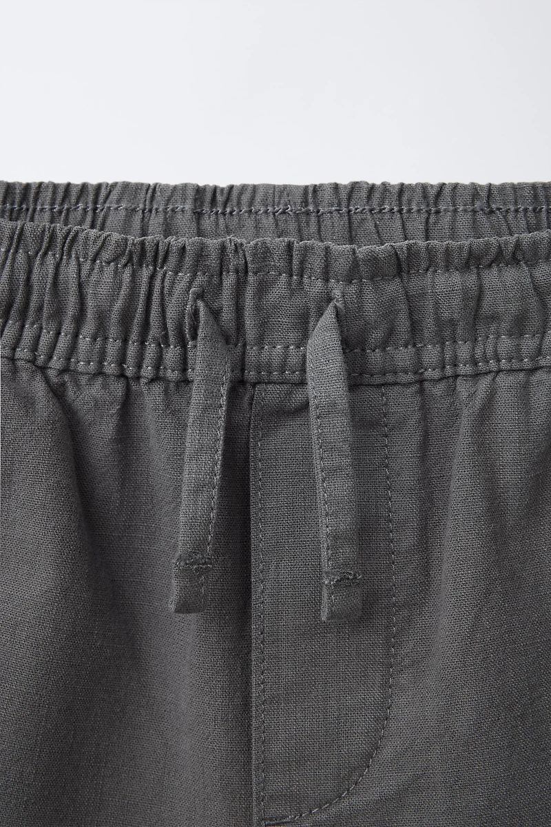 WIDE FIT COTTON SHORTS WITH LABEL