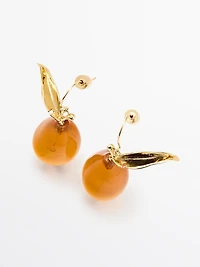 Glass amber teardrop earrings