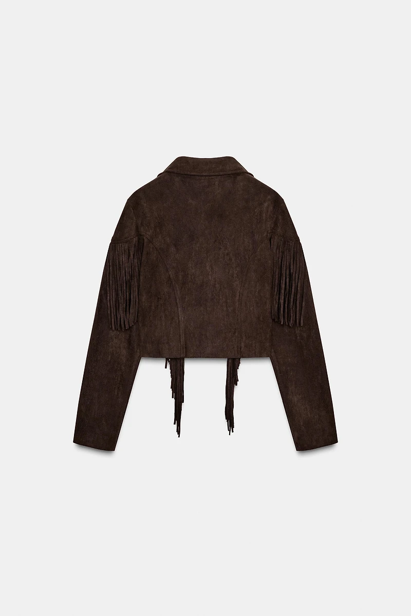 FAUX SUEDE FRINGED JACKET