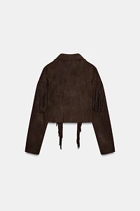 FAUX SUEDE FRINGED JACKET