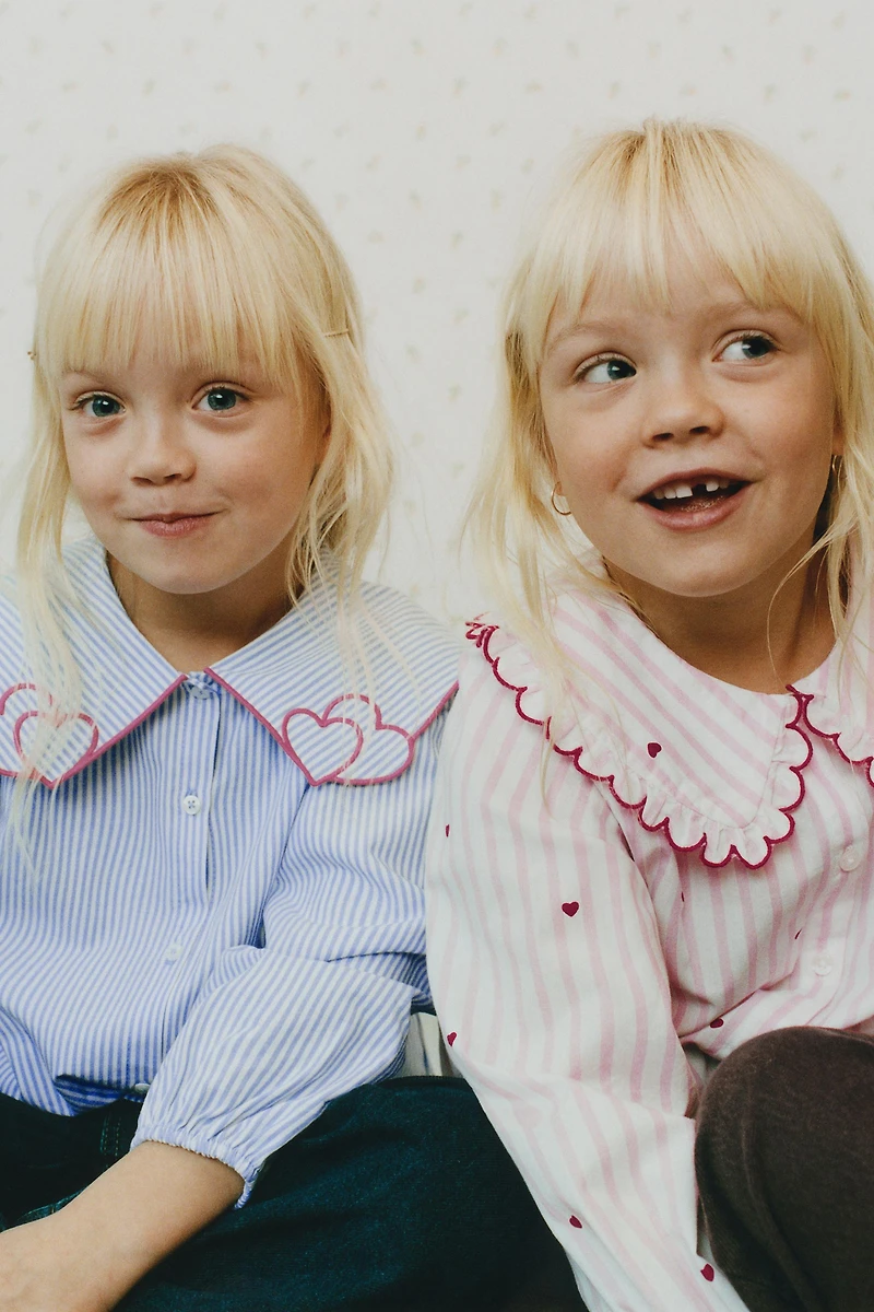 STRIPED HEART COLLAR SHIRT